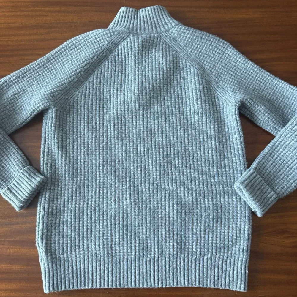 Gap Sweater Men's‎ L/XL Lambswool Waffle Knit Mock Neck Henley Gray Vintage